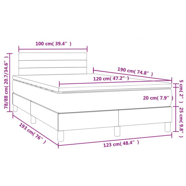 Boxspringbett mit Matratze & LED Taupe 120x190 cm Stoff