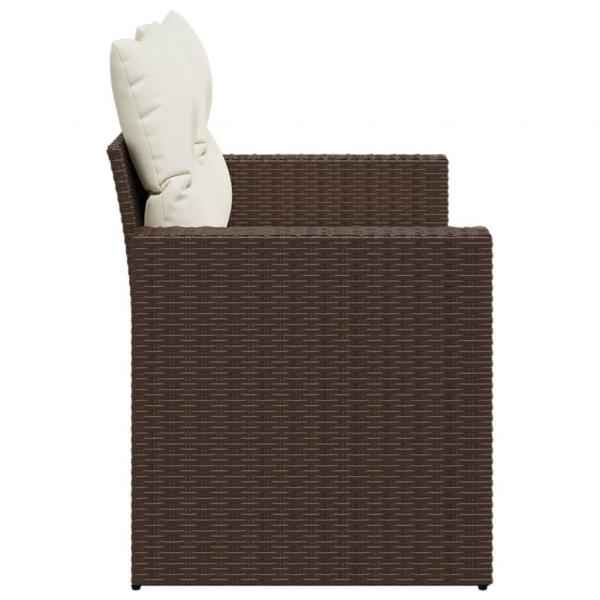 Gartensofa mit Kissen 2-Sitzer Braun Poly Rattan