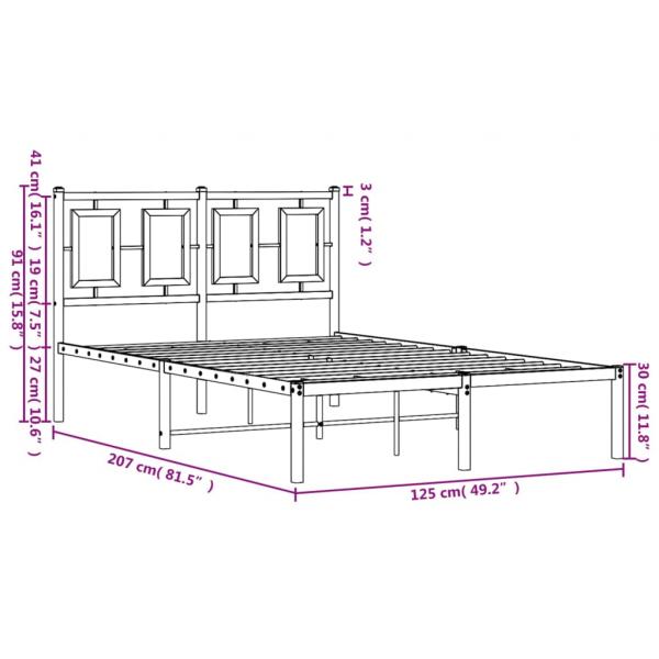 Bettgestell mit Kopfteil Metall Schwarz 120x200 cm