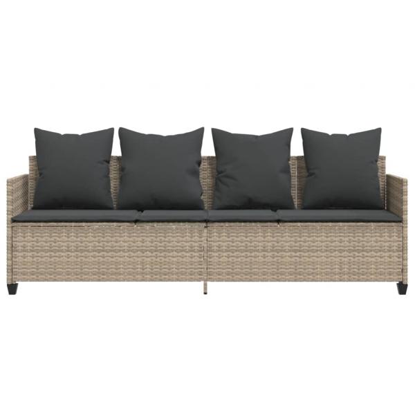 Sonnenliege mit Kissen Hellgrau Poly Rattan