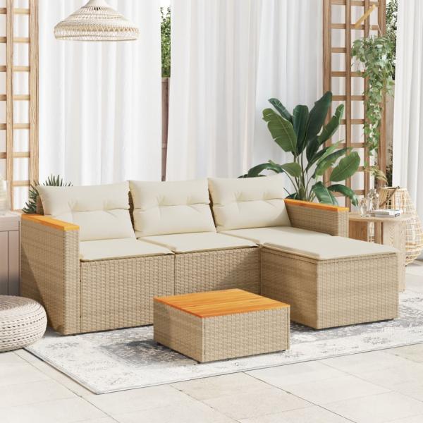 ARDEBO.de - 3-tlg. Garten-Sofagarnitur mit Kissen Beige Poly Rattan