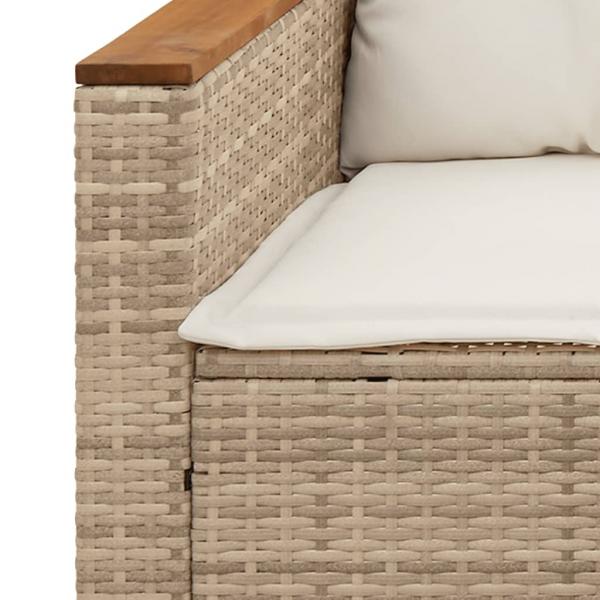 3-tlg. Garten-Sofagarnitur mit Kissen Beige Poly Rattan