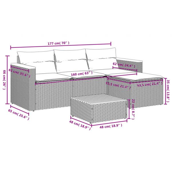 3-tlg. Garten-Sofagarnitur mit Kissen Beige Poly Rattan