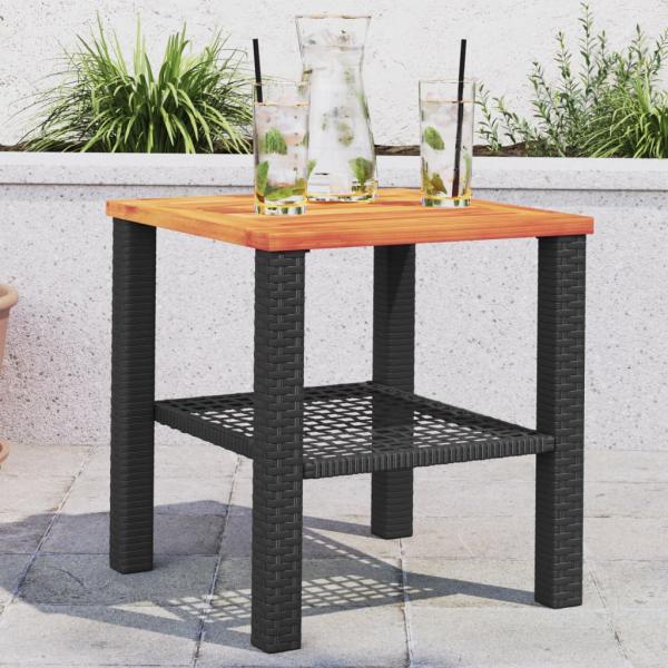 ARDEBO.de - Gartentisch Schwarz 40x40x42 cm Poly Rattan Akazienholz