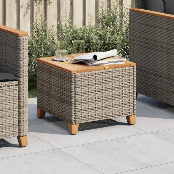 ARDEBO.de - Gartentisch Grau 45x45x37 cm Poly Rattan Akazienholz