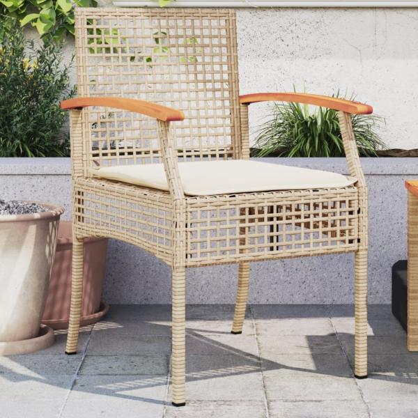 ARDEBO.de - Gartenstühle mit Kissen 2 Stk. Beige Poly Rattan Akazienholz