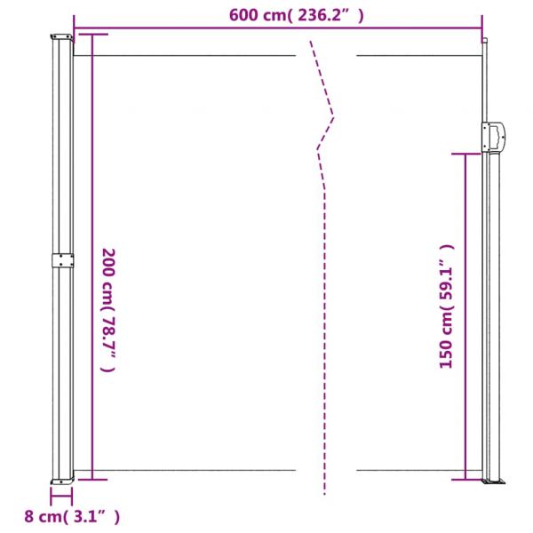 Seitenmarkise Ausziehbar Schwarz 200x600 cm