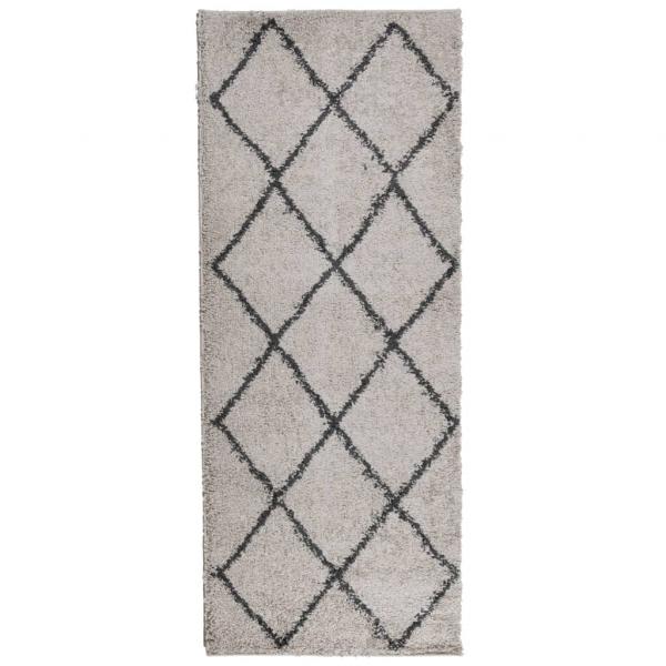 Teppich Shaggy Hochflor Modern Beige und Anthrazit 80x200 cm