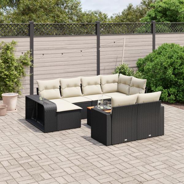 ARDEBO.de - 11-tlg. Garten-Sofagarnitur mit Kissen Schwarz Poly Rattan