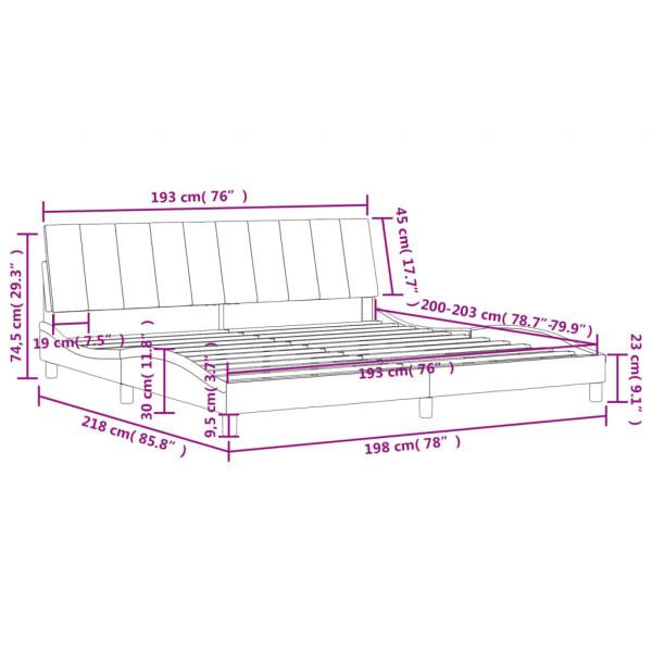 Bettgestell mit Kopfteil Dunkelgrau 200x200 cm Samt