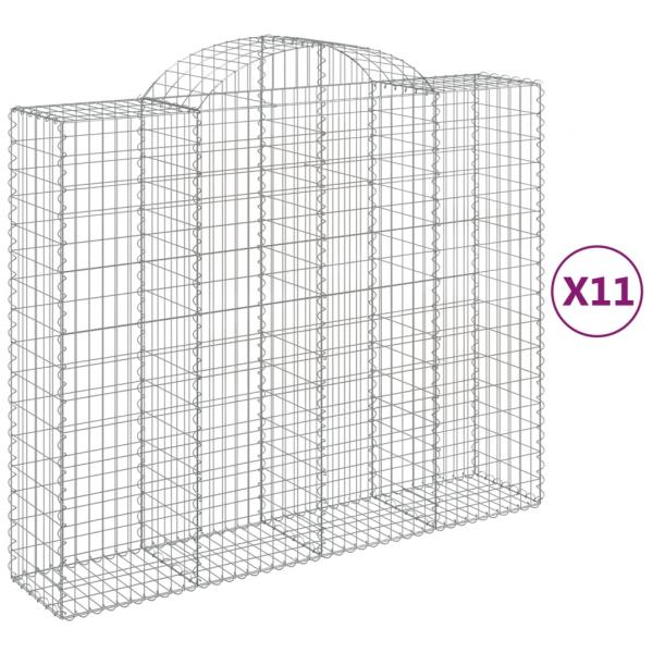 ARDEBO.de - Gabionen mit Hochbogen 11Stk. 200x50x160/180cm Verzinktes Eisen