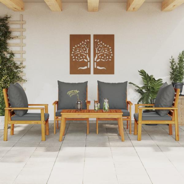 ARDEBO.de - 5-tlg. Garten-Lounge-Set mit Kissen Massivholz Akazie