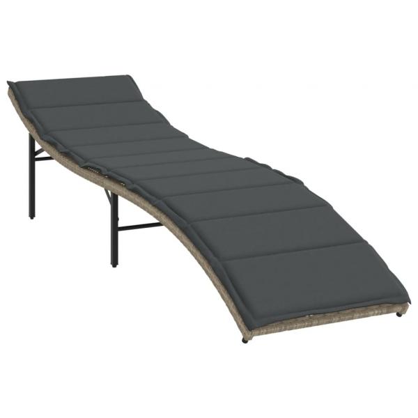 Sonnenliegen 2 Stk. mit Tisch Hellgrau Poly Rattan