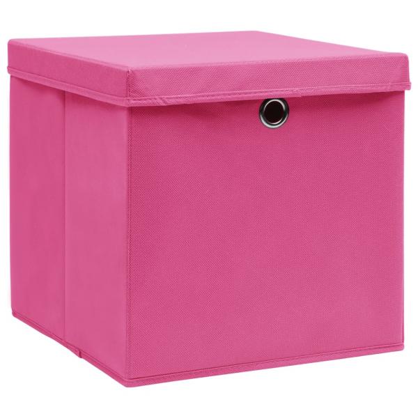 Aufbewahrungsboxen mit Deckeln 4 Stk. 28x28x28 cm Rosa