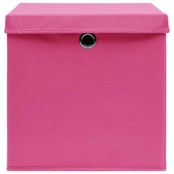 Aufbewahrungsboxen mit Deckeln 4 Stk. 28x28x28 cm Rosa