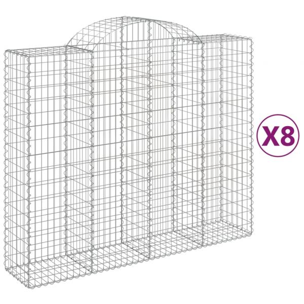 Gabionen mit Hochbogen 8 Stk. 200x50x160/180cm Verzinktes Eisen