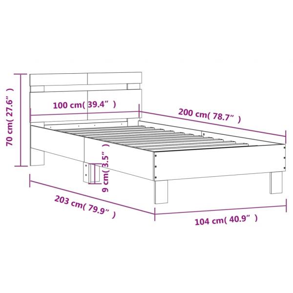 Bettgestell mit Kopfteil Braun Eichen-Optik 100x200 cm