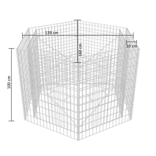 Sechseckiges Gabionen-Hochbeet 160×140×100 cm