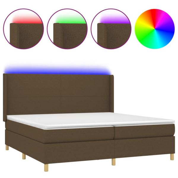 Boxspringbett mit Matratze & LED Dunkelbraun 200x200 cm Stoff