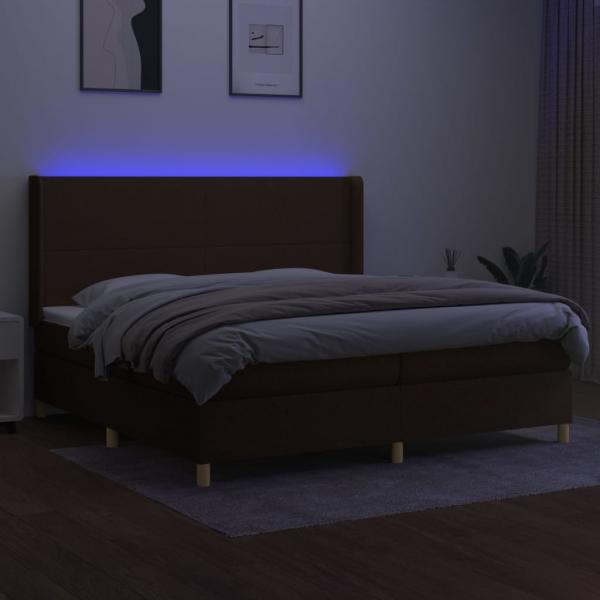 Boxspringbett mit Matratze & LED Dunkelbraun 200x200 cm Stoff