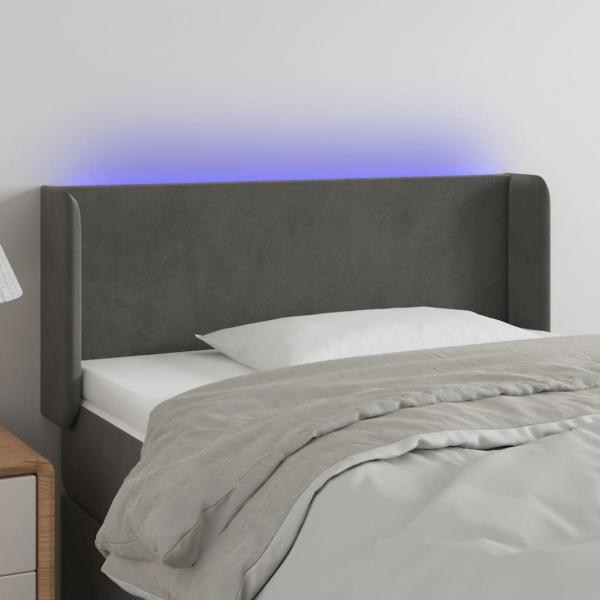 ARDEBO.de - LED Kopfteil Dunkelgrau 103x16x78/88 cm Samt