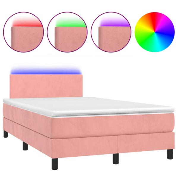 Boxspringbett mit Matratze & LED Rosa 120x200 cm Samt