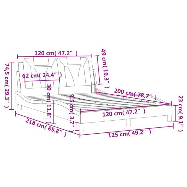 Bettgestell mit Kopfteil Cappuccino-Braun 120x200 cm Kunstleder