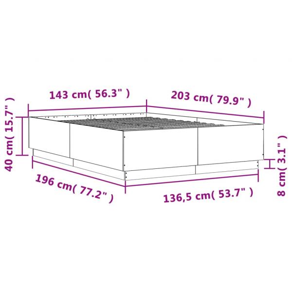 Bettgestell mit LED Braun Eichen-Optik 140x200 cm Holzwerkstoff