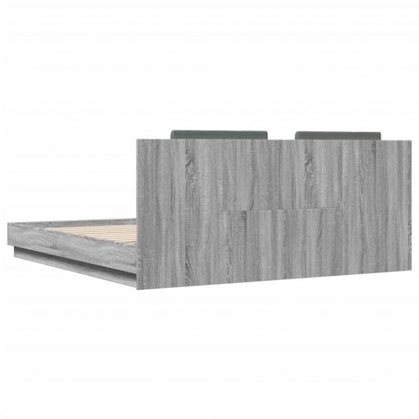 Bettgestell mit Kopfteil Grau Sonoma 200x200cm Holzwerkstoff