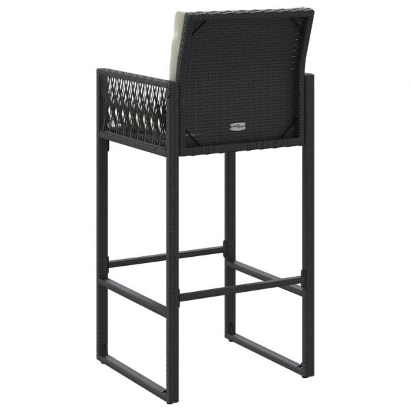 Garten-Barhocker mit Kissen 2 Stk. Schwarz Poly Rattan