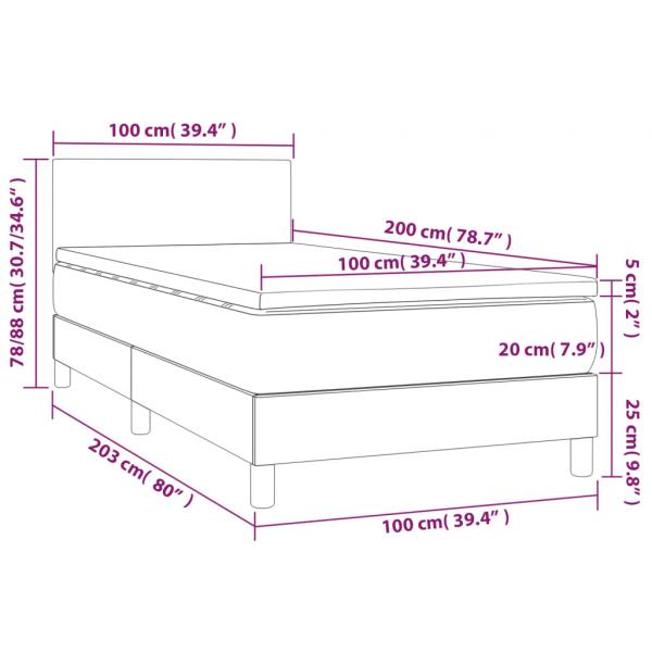 Boxspringbett mit Matratze Hellgrau 100x200 cm Samt