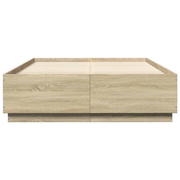 Bettgestell mit LED Sonoma-Eiche 150x200 cm Holzwerkstoff