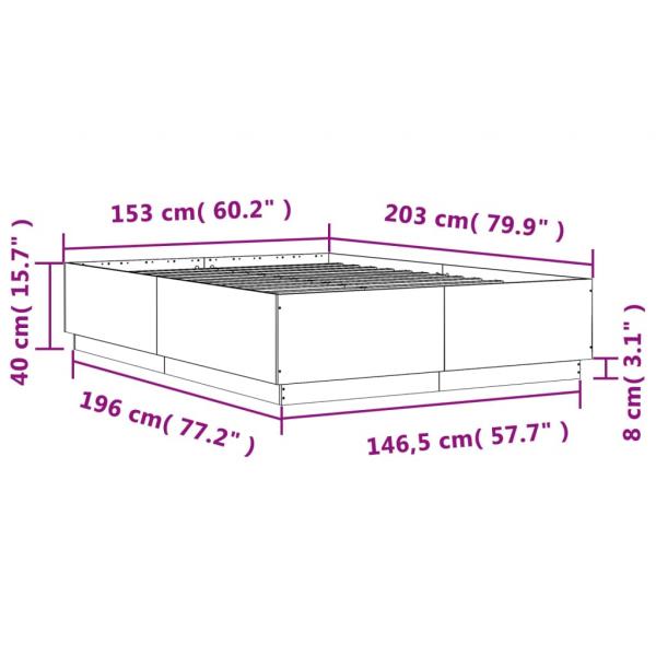 Bettgestell mit LED Braun Eichen-Optik 150x200 cm Holzwerkstoff