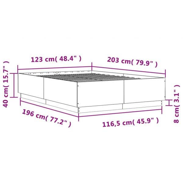 Bettgestell mit LED Schwarz 120x200 cm Holzwerkstoff