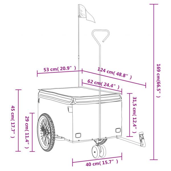 Fahrradanhänger Schwarz und Gelb 30 kg Eisen