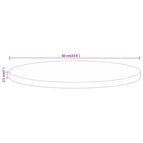 Tischplatte Ø 60x2,5 cm Rund Massivholz Mango