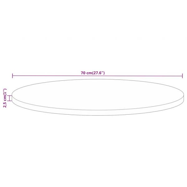 Tischplatte Ø 70x2,5 cm Rund Massivholz Mango