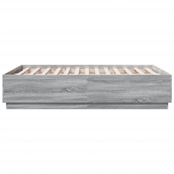 Bettgestell mit LED Grau Sonoma 120x190 cm Holzwerkstoff