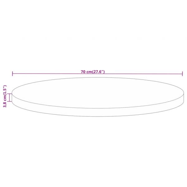 Tischplatte Ø 70x3,8 cm Rund Altholz Massiv