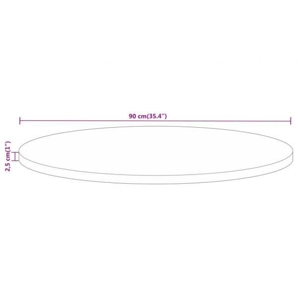 Tischplatte Ø 90x2,5 cm Rund Massivholz Mango