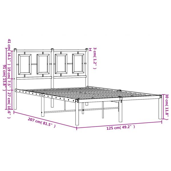 Bettgestell mit Kopfteil Metall Weiß 120x200 cm