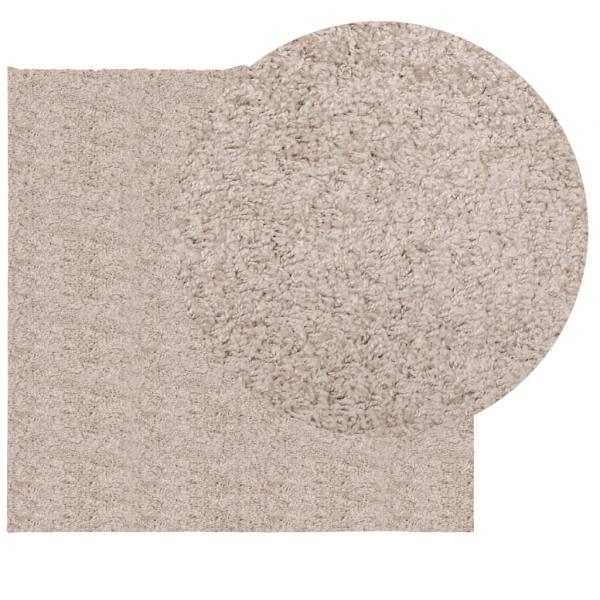 Shaggy-Teppich PAMPLONA Hochflor Modern Beige 120x120 cm