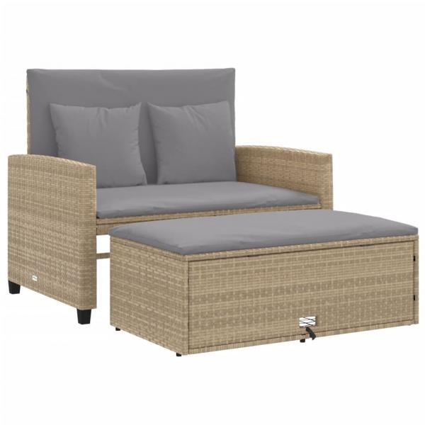 ARDEBO.de - Gartensofa mit Kissen 2-Sitzer Beige Poly Rattan