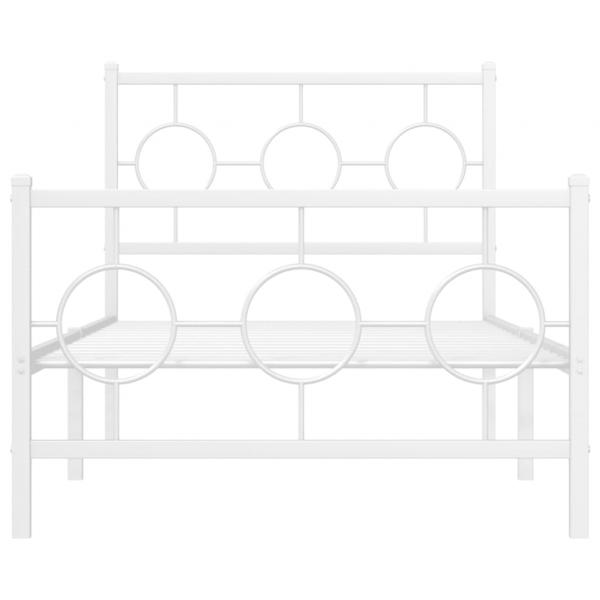 Bettgestell mit Kopf- und Fußteil Metall Weiß 90x200 cm