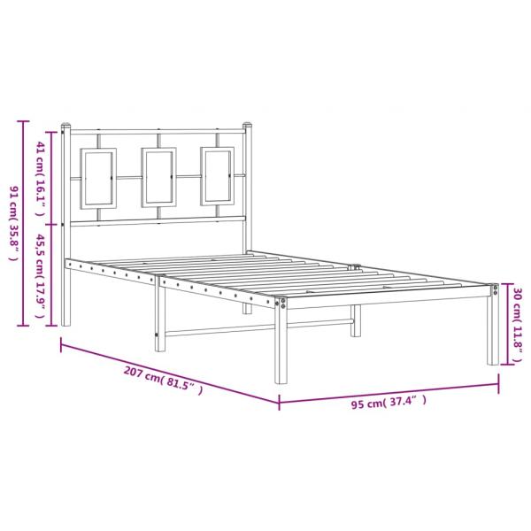 Bettgestell mit Kopfteil Metall Weiß 90x200 cm