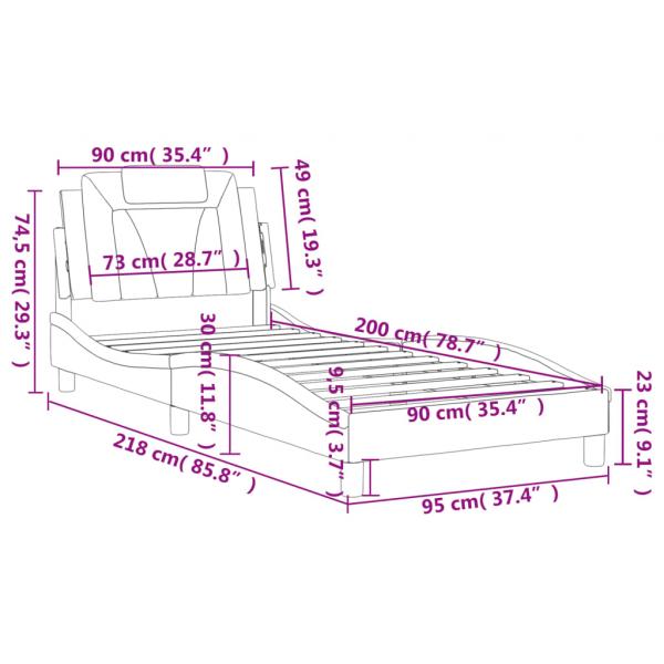 Bettgestell mit Kopfteil Cappuccino-Braun 90x200 cm Kunstleder