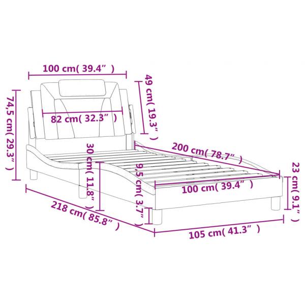 Bettgestell mit Kopfteil Cappuccino-Braun 100x200 cm Kunstleder