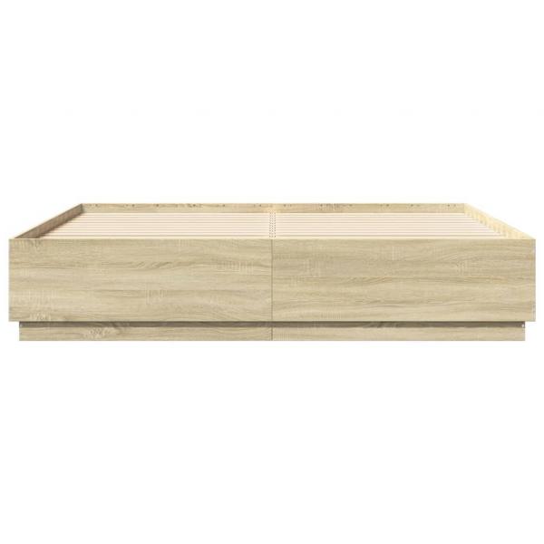 Bettgestell mit LED Sonoma-Eiche 180x200cm Holzwerkstoff