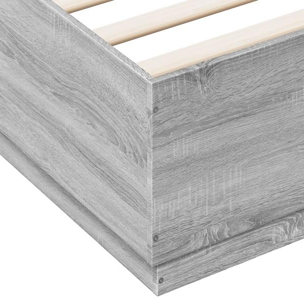 Bettgestell mit LED Grau Sonoma 140x200 cm Holzwerkstoff