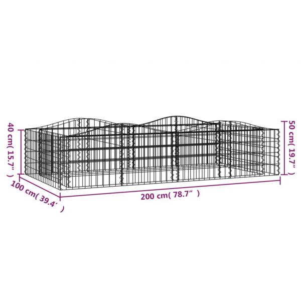 Gabionen-Hochbeet mit Hochbogen 200x100x50 cm Verzinktes Eisen